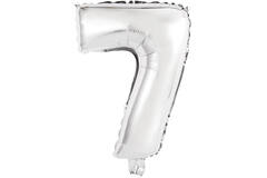 Mini Number 7 Silver Foil Balloon N16 Packaged 35 cm x 24 cm