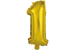 Mini Number 1 Gold Foil Balloon N16 Packaged 35 cm x 16 cm
