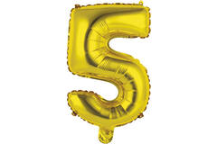 Mini Number 5 Gold Foil Balloon N16 Packaged 34 cm x 22 cm