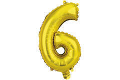 Mini Number 6 Gold Foil Balloon N16 Packaged 36 cm x 22 cm