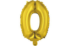 Mini Number 0 Gold Foil Balloon N16 Packaged 34 cm x 23 cm