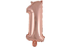 Mini Number 1 Rose Gold Foil Balloon N16 Packaged 35 cm x 16 cm
