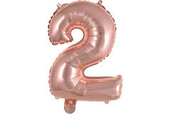 Mini Number 2 Rose Gold Foil Balloon N16 Packaged 34 cm x 24 cm