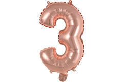 Mini Number 3 Rose Gold Foil Balloon N16 Packaged 34 cm x 21 cm