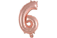 Mini Number 6 Rose Gold Foil Balloon N16 Packaged 36 cm x 22 cm