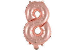 Mini Number 8 Rose Gold Foil Balloon N16 Packaged 36 cm x 22 cm
