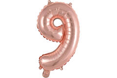 Mini Number 9 Rose Gold Foil Balloon N16 Packaged 36 cm x 22 cm