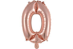 Mini Number 0 Rose Gold Foil Balloon N16 Packaged 34 cm x 23 cm