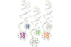 6 Swirl Decorations 18 Confetti Birthday Paper 61 cm