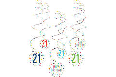 6 Swirl Decorations 21 Confetti Birthday Paper 61 cm