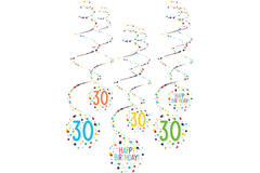 6 Swirl Decorations 30 Confetti Birthday Paper 61 cm