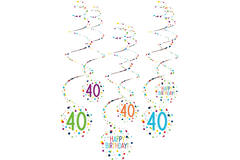 6 Swirl Decorations 40 Confetti Birthday Paper 61 cm