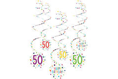 6 Swirl Decorations 50 Confetti Birthday Paper 61 cm