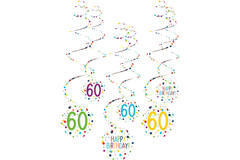 6 Swirl Decorations 60 Confetti Birthday Paper 61 cm