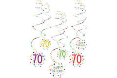6 Swirl Decorations 70 Confetti Birthday Paper 61 cm