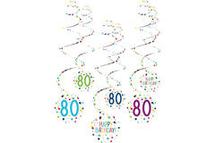6 Swirl Decorations 80 Confetti Birthday Paper 61 cm