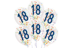 6 Latex Balloons Droplets 18 Confetti Birthday 1C Confetti Filled Paper 27.5 cm / 11"