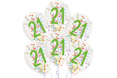 6 Latex Balloons Droplets 21 Confetti Birthday 1C Confetti Filled Paper 27.5 cm / 11"