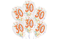 6 Latex Balloons Droplets 30 Confetti Birthday 1C Confetti Filled Paper 27.5 cm / 11"