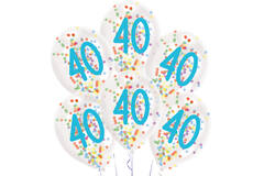 6 Latex Balloons Droplets 40 Confetti Birthday 1C Confetti Filled Paper 27.5 cm / 11"