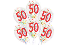 6 Latex Balloons Droplets 50 Confetti Birthday 1C Confetti Filled Paper 27.5 cm / 11"