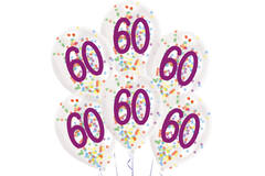 6 Latex Balloons Droplets 60 Confetti Birthday 1C Confetti Filled Paper 27.5 cm / 11"