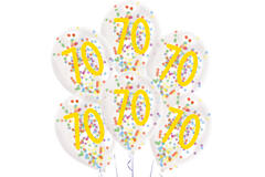 6 Latex Balloons Droplets 70 Confetti Birthday 1C Confetti Filled Paper 27.5 cm / 11"