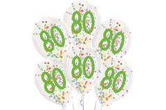 6 Latex Balloons Droplets 80 Confetti Birthday 1C Confetti Filled Paper 27.5 cm / 11"