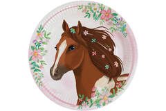 8 Plates Beautiful Horses Round Paper 23 cm
