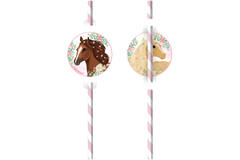 8 Drinking Straws Beautiful Horses Paper