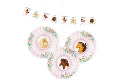 Decoration Kit (1 Banner and 3Fans/Fans) Beautiful Horses