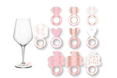 8 Prosecco Glass Markers Hen Party Rose Gold - Pink Paper 5 x 2.9 cm