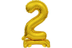 Mini Number 2 Gold Foil Balloon N16 Packaged 39 cm x 22 cm