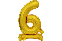 Mini Number 6 Gold Foil Balloon N16 Packaged 38 cm x 22 cm