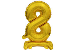 Mini Number 8 Gold Foil Balloon N16 Packaged 37 cm x 22 cm