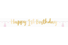 Letter Banner 1st Birthday Pink Ombre Paper Length 180 cm