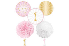 Decoration Kit 1st Birthday Pink Ombre Paper 5 Parts