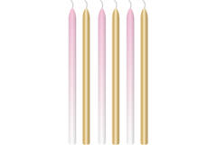 6 Candles 1st Birthday Pink Ombre Wax / Plastic Height 12 cm