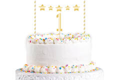 Cake Decoration Kit 1st Birthday Gold 19 cm 2 pcs.