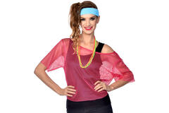 Womens Costume 80s mesh shirt - pink S/M