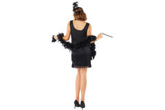 Womens Costume Black sparkle flapper Medium/Large