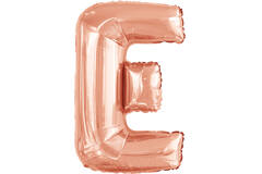 Large Letter E Rose Gold Foil Balloon N34 Packaged 88 cm x 56 cm
