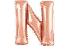 Large Letter N Rose Gold Foil Balloon N34 Packaged 83 cm x 79 cm