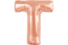 Large Letter T Rose Gold Foil Balloon N34 Packaged 86 cm x 74 cm