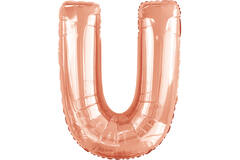 Large Letter U Rose Gold Foil Balloon N34 Packaged 83 cm x 65 cm