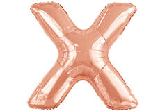 Large Letter X Rose Gold Foil Balloon N34 Packaged 82 cm x 81 cm