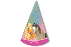 8 Pretty Pony Cone Hats Paper Height 16 cm