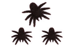 3 Fuzzy Spiders Black Plastic 8 x 10 cm