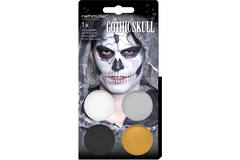 Aqua Kit Gothic/Skull (4 x Face Paint 3.5 g / 1 Brush)