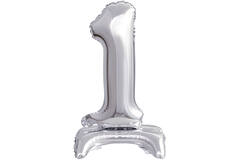 Mini Number 1 Silver Foil Balloon N16 Packaged 39 cm x 22 cm
